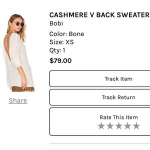 Bobi Cashmere V Back Sweater S